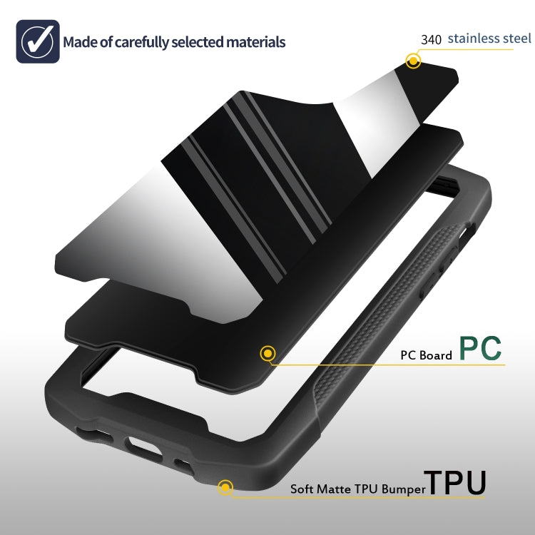 For iPhone 12 Pro Max Stainless Steel Metal PC Back Cover + TPU Heavy Duty Armor Shockproof Case
