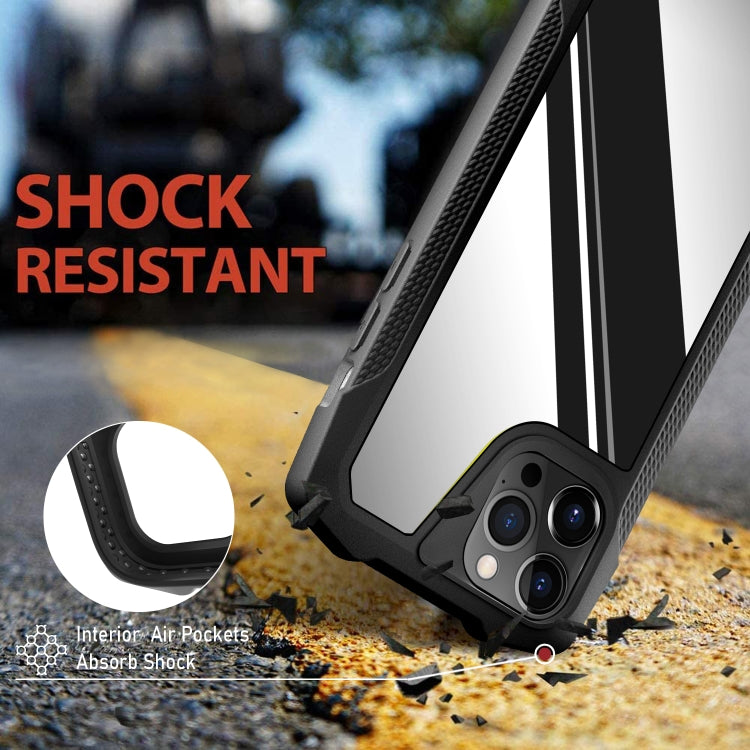 For iPhone 12 Pro Max Stainless Steel Metal PC Back Cover + TPU Heavy Duty Armor Shockproof Case