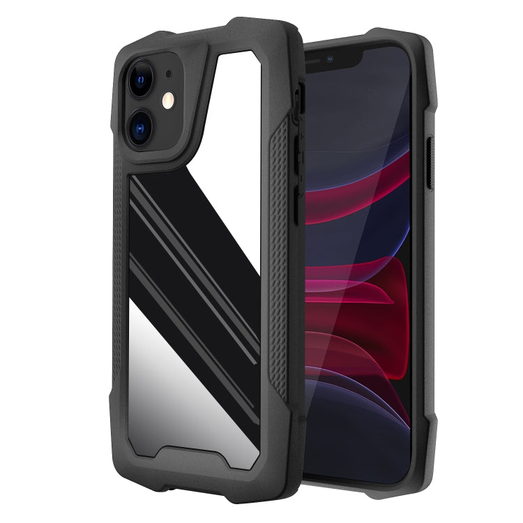 For iPhone 11 Stainless Steel Metal PC Back Cover + TPU Heavy Duty Armor Shockproof Case