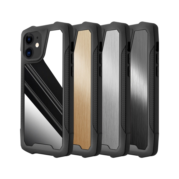 For iPhone 11 Stainless Steel Metal PC Back Cover + TPU Heavy Duty Armor Shockproof Case