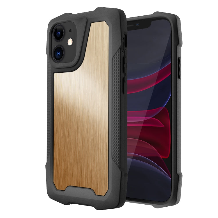 For iPhone 11 Stainless Steel Metal PC Back Cover + TPU Heavy Duty Armor Shockproof Case