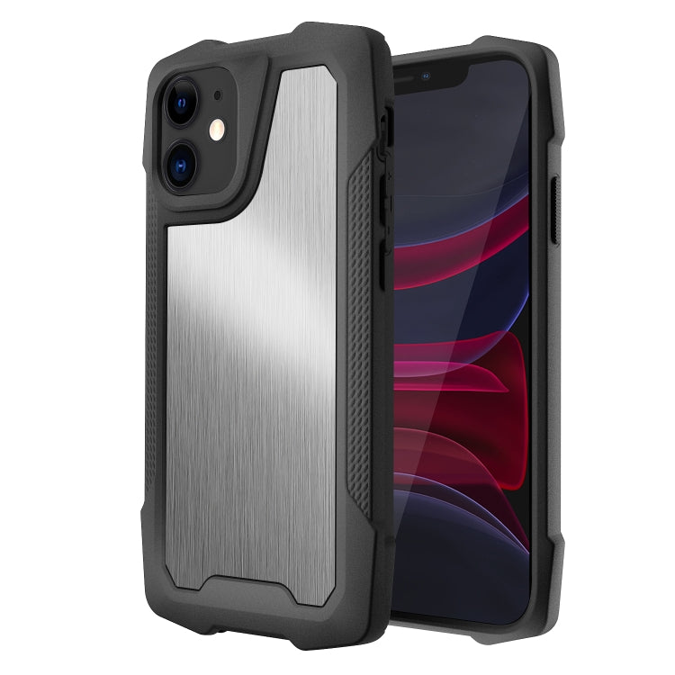 For iPhone 11 Stainless Steel Metal PC Back Cover + TPU Heavy Duty Armor Shockproof Case