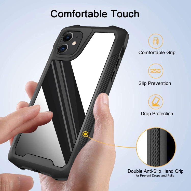 For iPhone 11 Stainless Steel Metal PC Back Cover + TPU Heavy Duty Armor Shockproof Case