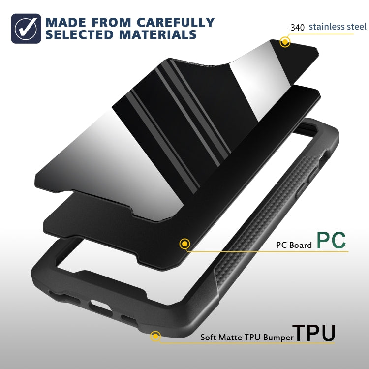 For iPhone 11 Pro Stainless Steel Metal PC Back Cover + TPU Heavy Duty Armor Shockproof Case
