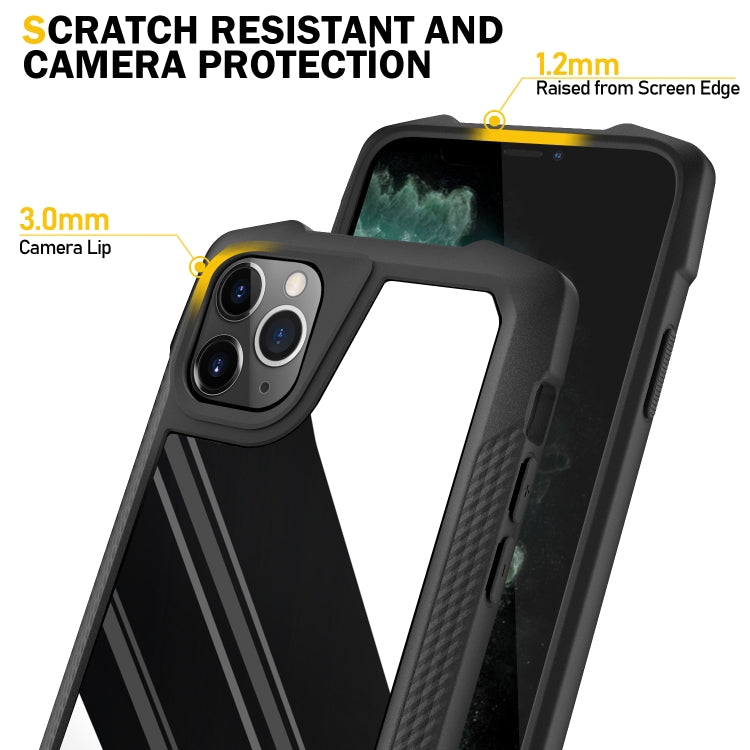 For iPhone 11 Pro Stainless Steel Metal PC Back Cover + TPU Heavy Duty Armor Shockproof Case