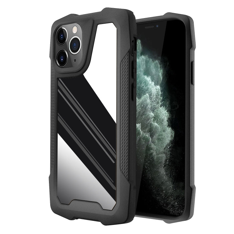 For iPhone 11 Pro Max Stainless Steel Metal PC Back Cover + TPU Heavy Duty Armor Shockproof Case