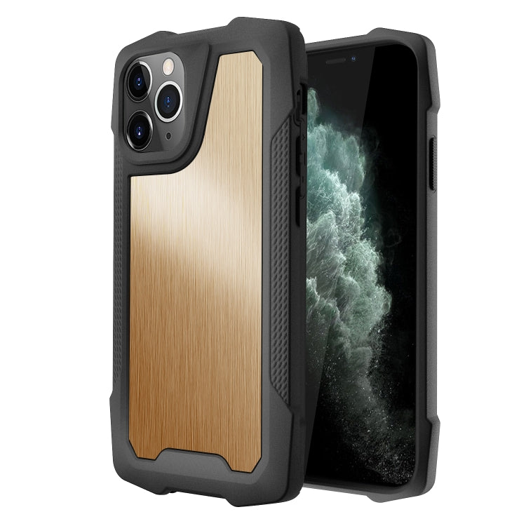 For iPhone 11 Pro Max Stainless Steel Metal PC Back Cover + TPU Heavy Duty Armor Shockproof Case