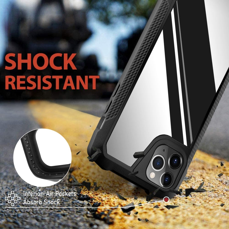 For iPhone 11 Pro Max Stainless Steel Metal PC Back Cover + TPU Heavy Duty Armor Shockproof Case