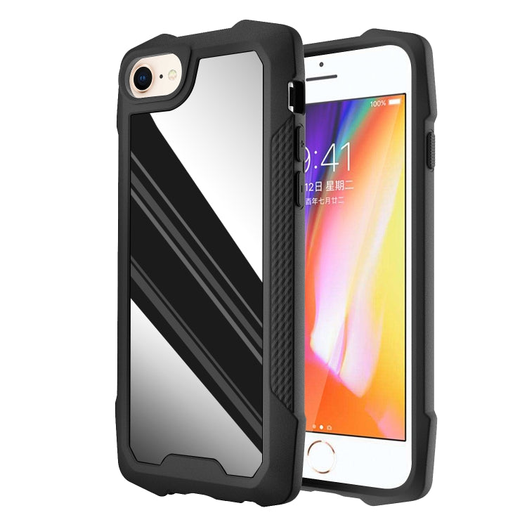 For iPhone SE 2022 / SE 2020 8 / 7 Stainless Steel Metal PC Back Cover + TPU Heavy Duty Armor Shockproof Case
