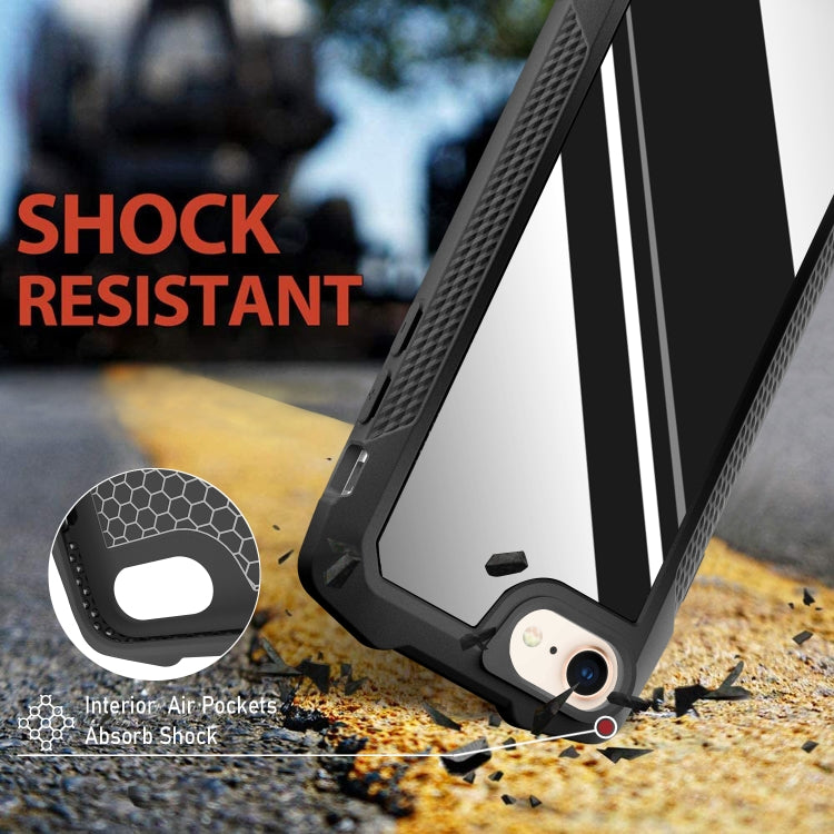 For iPhone SE 2022 / SE 2020 8 / 7 Stainless Steel Metal PC Back Cover + TPU Heavy Duty Armor Shockproof Case