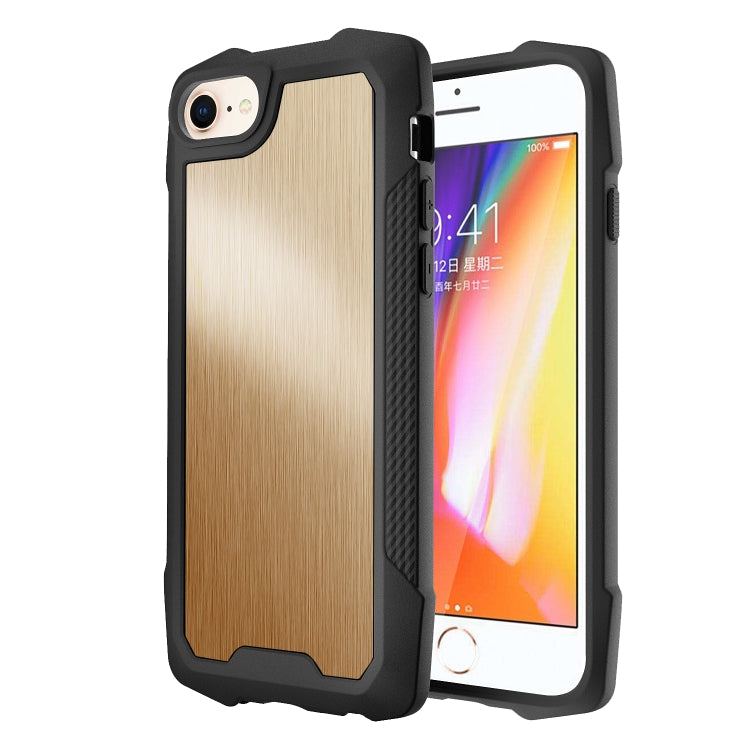 For iPhone SE 2022 / SE 2020 8 / 7 Stainless Steel Metal PC Back Cover + TPU Heavy Duty Armor Shockproof Case