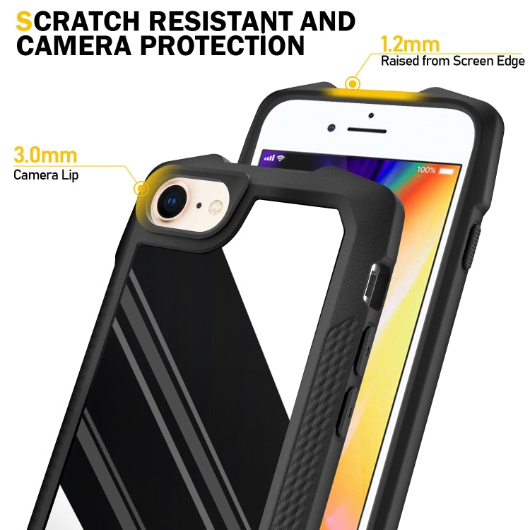 For iPhone SE 2022 / SE 2020 8 / 7 Stainless Steel Metal PC Back Cover + TPU Heavy Duty Armor Shockproof Case