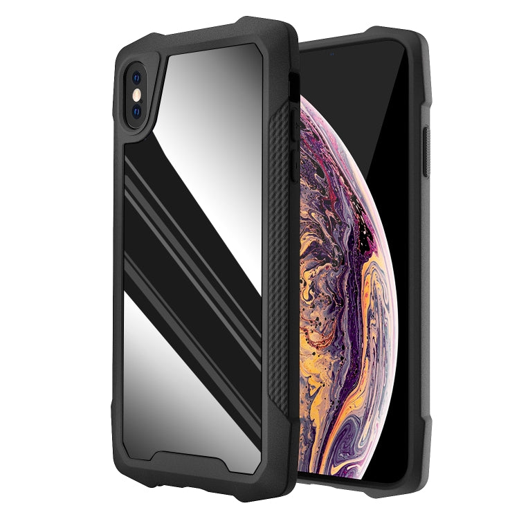 For iPhone X / XS Stainless Steel Metal PC Back Cover + TPU Heavy Duty Armor Shockproof Case
