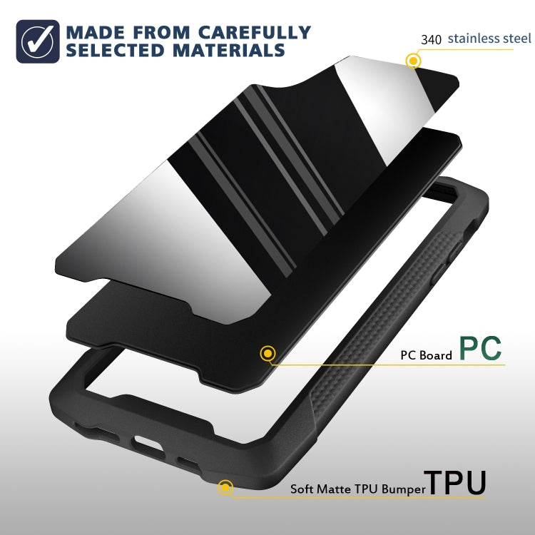 For iPhone X / XS Stainless Steel Metal PC Back Cover + TPU Heavy Duty Armor Shockproof Case