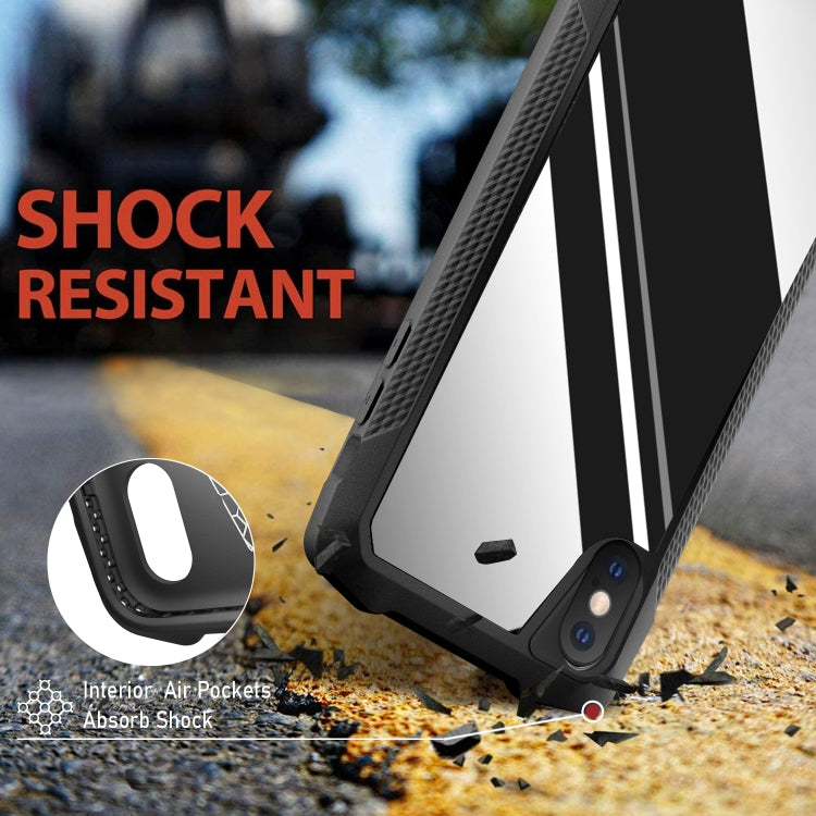 For iPhone XS Max Stainless Steel Metal PC Back Cover + TPU Heavy Duty Armor Shockproof Case