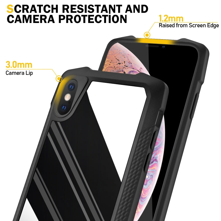 For iPhone XS Max Stainless Steel Metal PC Back Cover + TPU Heavy Duty Armor Shockproof Case