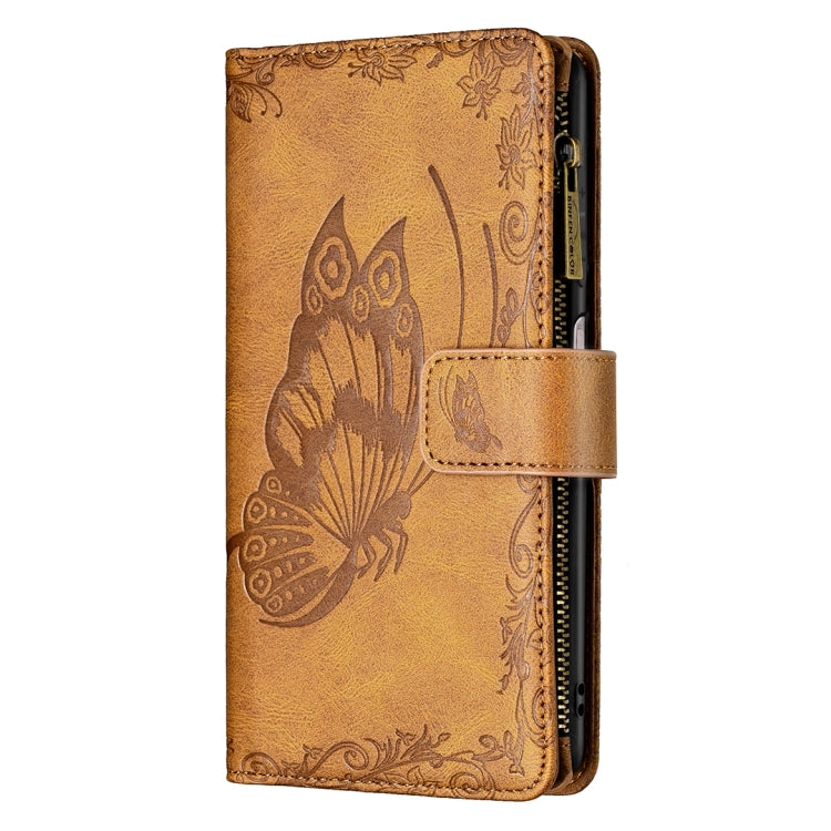 For Samsung Galaxy A12 Flying Butterfly Embossing Pattern Zipper Horizontal Flip Leather Case with Holder & Card Slots & Wallet