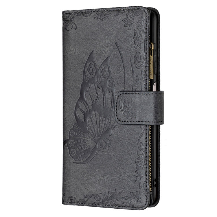 For Samsung Galaxy A12 Flying Butterfly Embossing Pattern Zipper Horizontal Flip Leather Case with Holder & Card Slots & Wallet