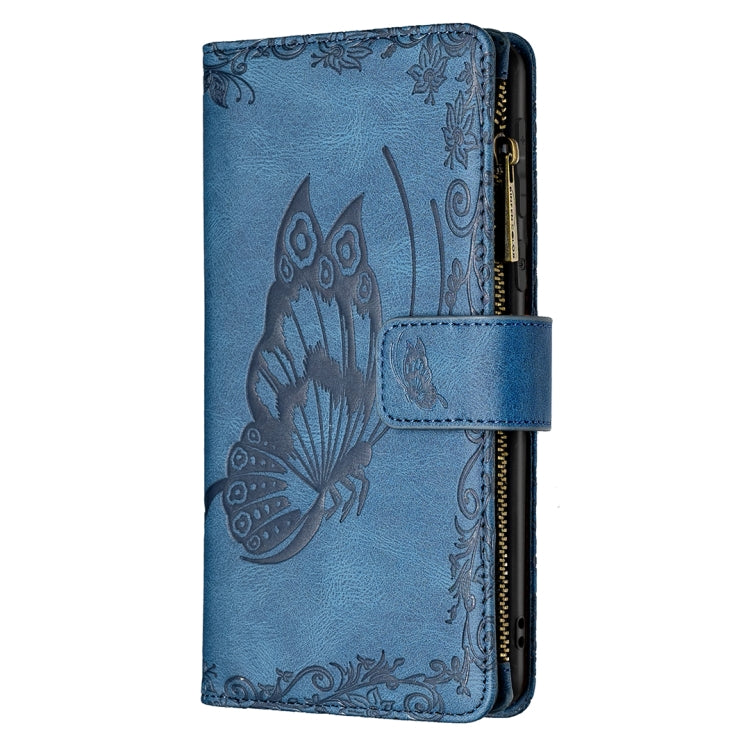 For Samsung Galaxy A21 Flying Butterfly Embossing Pattern Zipper Horizontal Flip Leather Case with Holder & Card Slots & Wallet