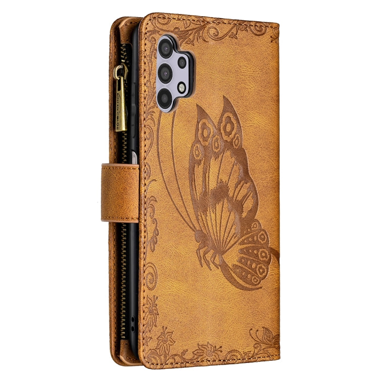 For Samsung Galaxy A32 5G Flying Butterfly Embossing Pattern Zipper Horizontal Flip Leather Case with Holder & Card Slots & Wallet