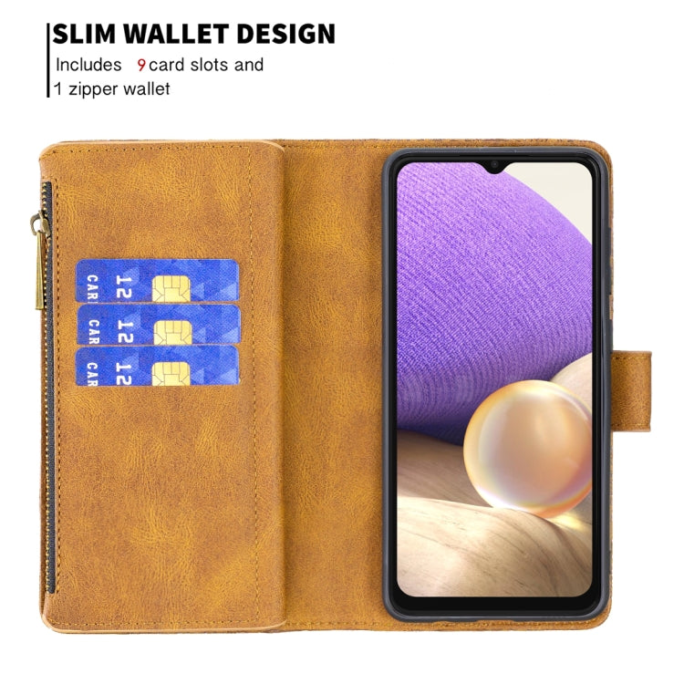 For Samsung Galaxy A32 5G Flying Butterfly Embossing Pattern Zipper Horizontal Flip Leather Case with Holder & Card Slots & Wallet