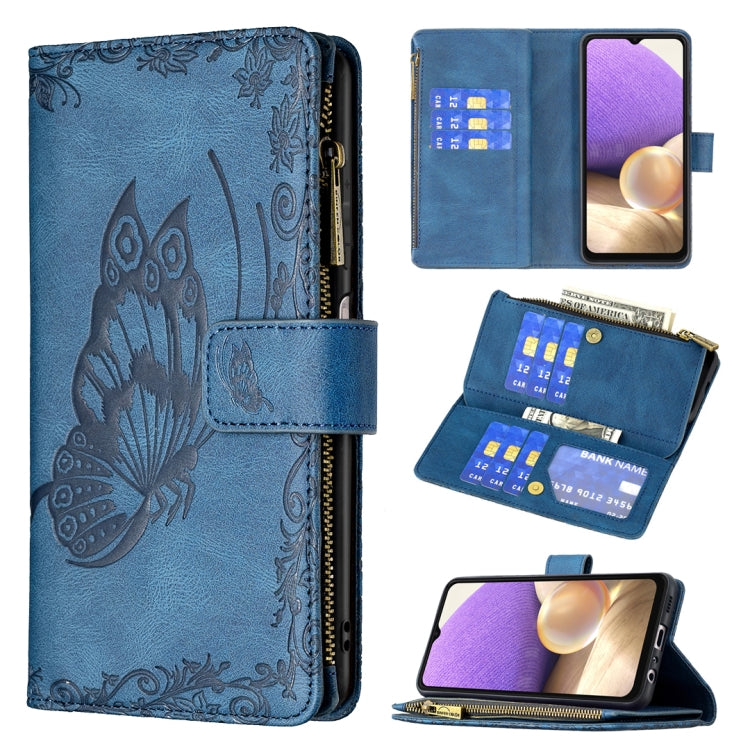 For Samsung Galaxy A32 5G Flying Butterfly Embossing Pattern Zipper Horizontal Flip Leather Case with Holder & Card Slots & Wallet