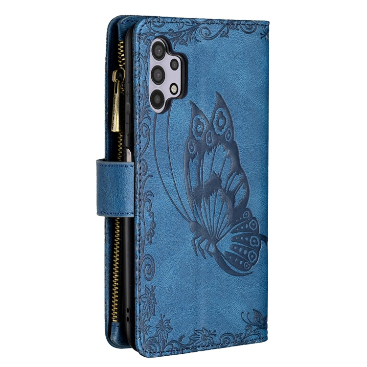 For Samsung Galaxy A32 5G Flying Butterfly Embossing Pattern Zipper Horizontal Flip Leather Case with Holder & Card Slots & Wallet