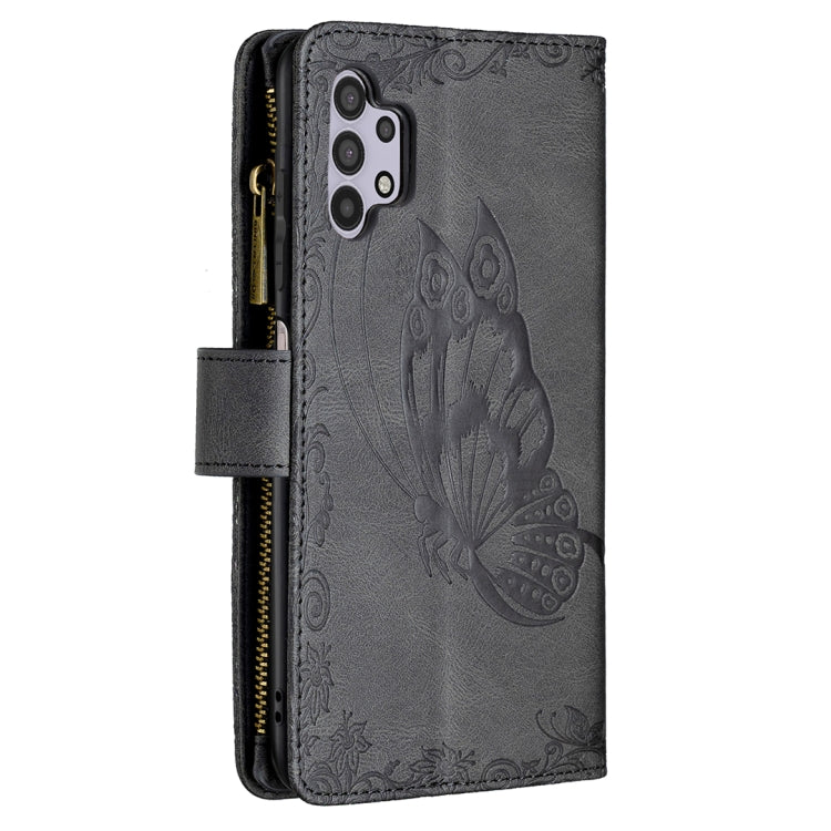 For Samsung Galaxy A32 5G Flying Butterfly Embossing Pattern Zipper Horizontal Flip Leather Case with Holder & Card Slots & Wallet