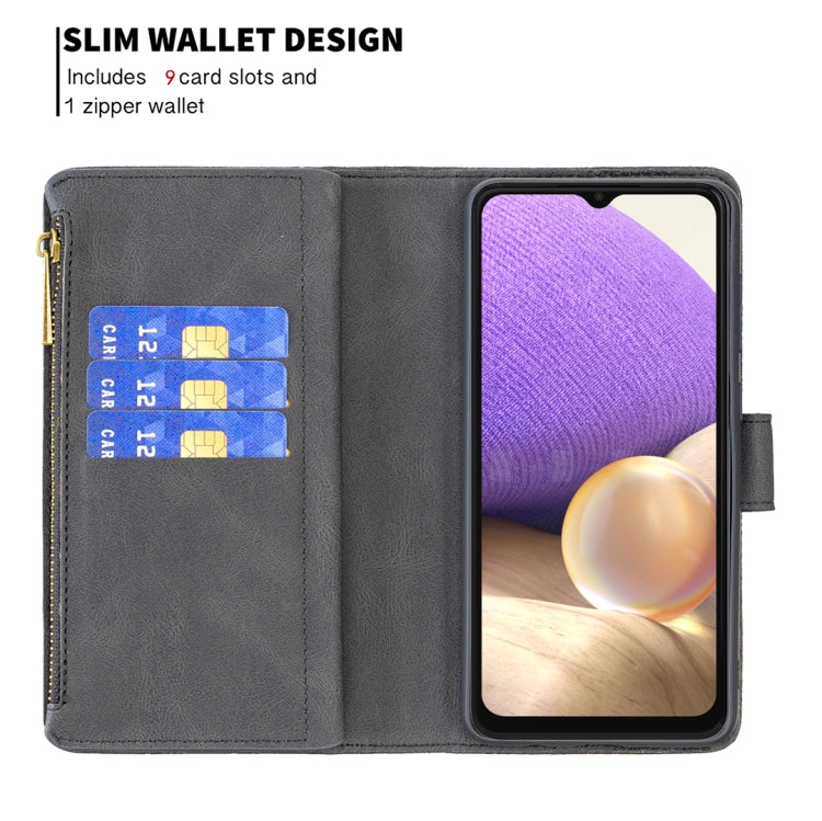 For Samsung Galaxy A32 5G Flying Butterfly Embossing Pattern Zipper Horizontal Flip Leather Case with Holder & Card Slots & Wallet