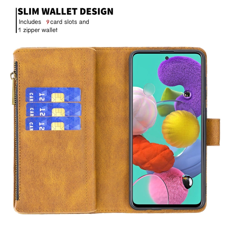For Samsung Galaxy A51 4G Flying Butterfly Embossing Pattern Zipper Horizontal Flip Leather Case with Holder & Card Slots & Wallet