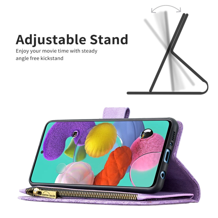 For Samsung Galaxy A51 4G Flying Butterfly Embossing Pattern Zipper Horizontal Flip Leather Case with Holder & Card Slots & Wallet