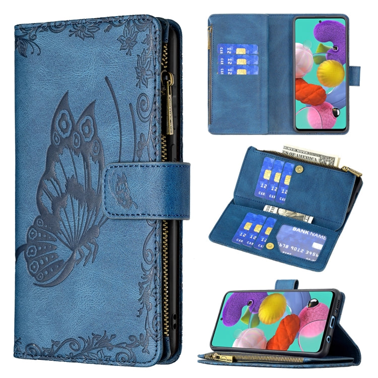 For Samsung Galaxy A51 4G Flying Butterfly Embossing Pattern Zipper Horizontal Flip Leather Case with Holder & Card Slots & Wallet