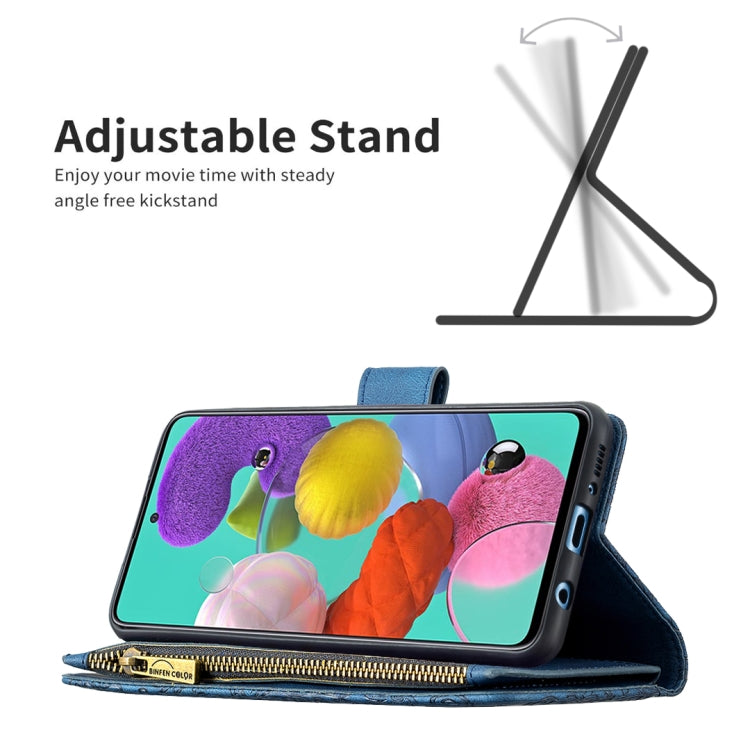 For Samsung Galaxy A51 4G Flying Butterfly Embossing Pattern Zipper Horizontal Flip Leather Case with Holder & Card Slots & Wallet