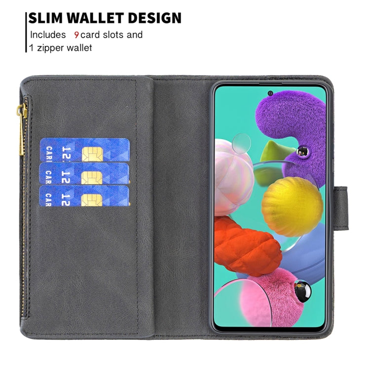 For Samsung Galaxy A51 4G Flying Butterfly Embossing Pattern Zipper Horizontal Flip Leather Case with Holder & Card Slots & Wallet