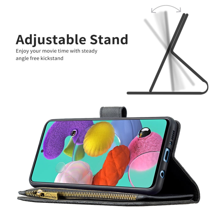 For Samsung Galaxy A51 4G Flying Butterfly Embossing Pattern Zipper Horizontal Flip Leather Case with Holder & Card Slots & Wallet