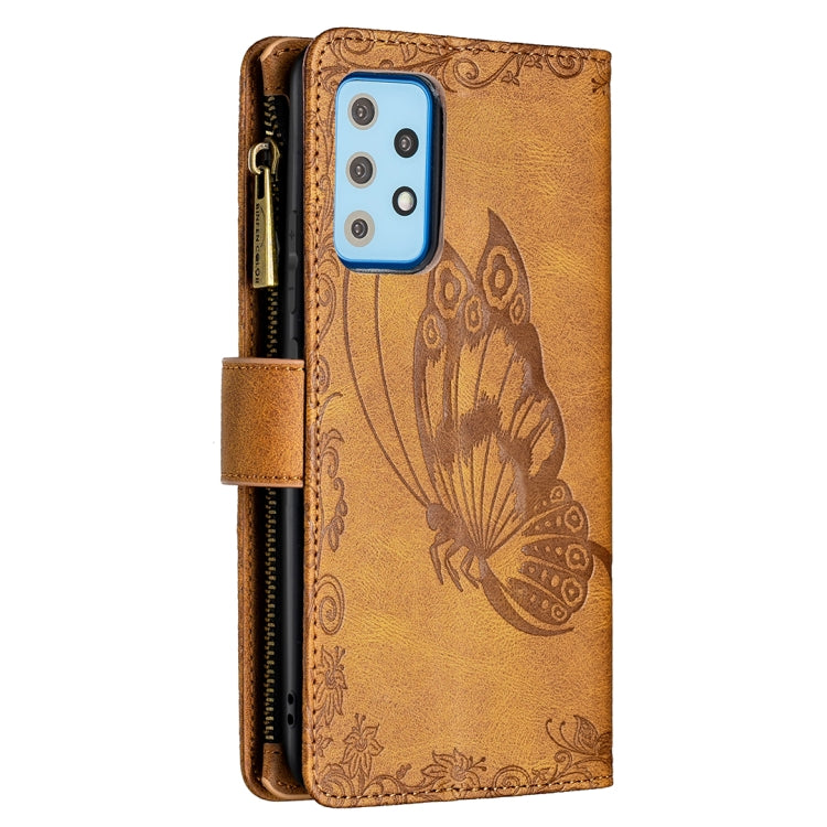 For Samsung Galaxy A52 4G / 5G Flying Butterfly Embossing Pattern Zipper Horizontal Flip Leather Case with Holder & Card Slots & Wallet
