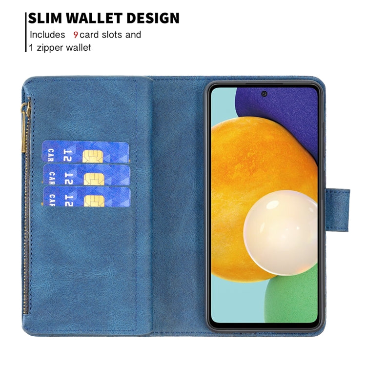 For Samsung Galaxy A52 4G / 5G Flying Butterfly Embossing Pattern Zipper Horizontal Flip Leather Case with Holder & Card Slots & Wallet