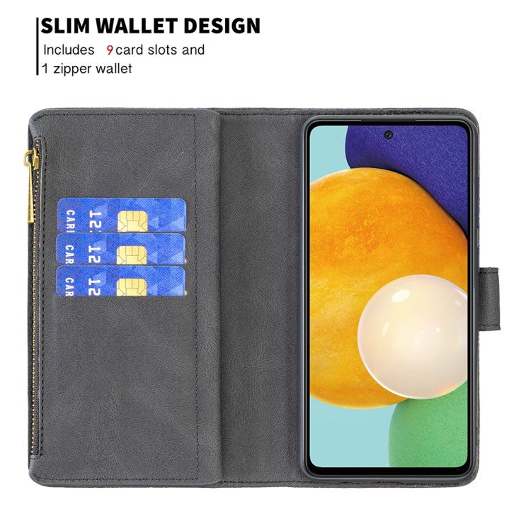 For Samsung Galaxy A52 4G / 5G Flying Butterfly Embossing Pattern Zipper Horizontal Flip Leather Case with Holder & Card Slots & Wallet