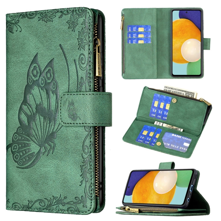 For Samsung Galaxy A52 4G / 5G Flying Butterfly Embossing Pattern Zipper Horizontal Flip Leather Case with Holder & Card Slots & Wallet