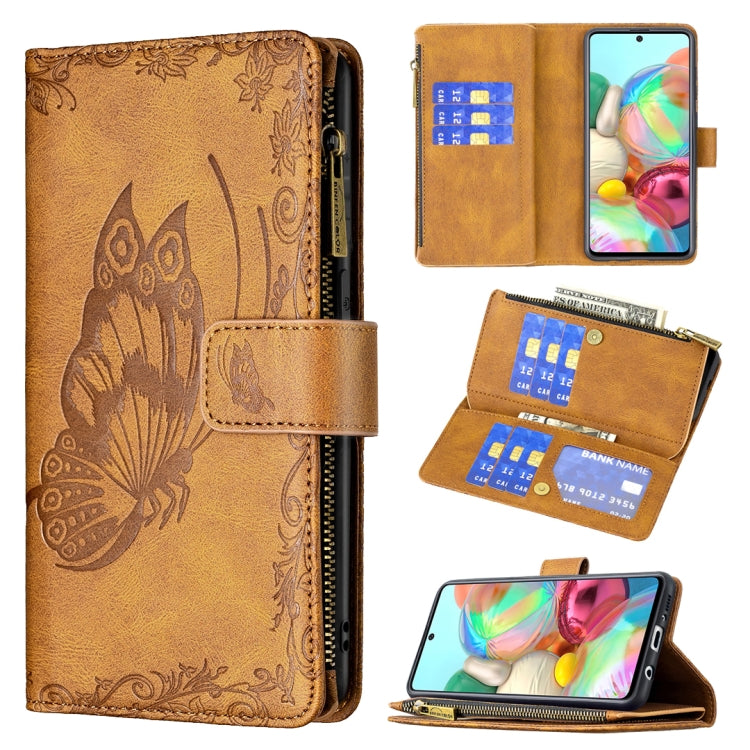 For Samsung Galaxy A71 4G Flying Butterfly Embossing Pattern Zipper Horizontal Flip Leather Case with Holder & Card Slots & Wallet