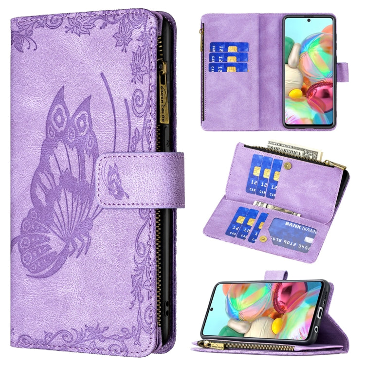For Samsung Galaxy A71 4G Flying Butterfly Embossing Pattern Zipper Horizontal Flip Leather Case with Holder & Card Slots & Wallet