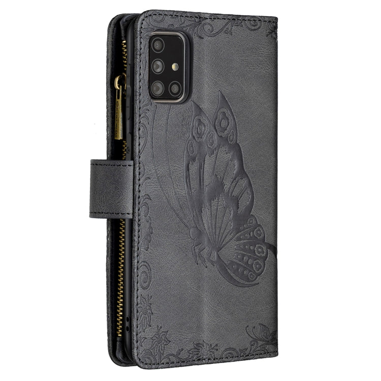 For Samsung Galaxy A71 4G Flying Butterfly Embossing Pattern Zipper Horizontal Flip Leather Case with Holder & Card Slots & Wallet