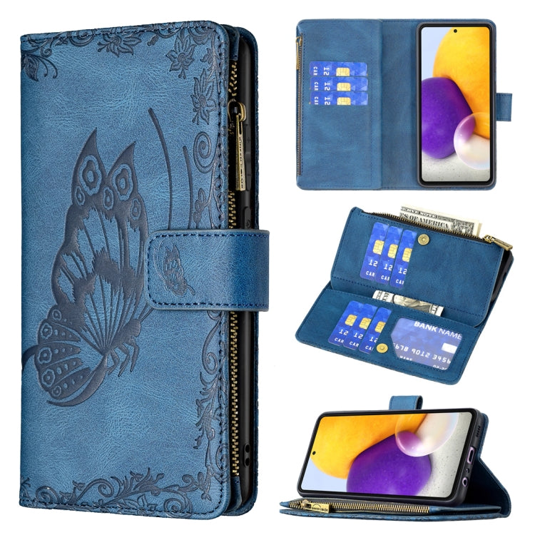 For Samsung Galaxy A72 4G / 5G Flying Butterfly Embossing Pattern Zipper Horizontal Flip Leather Case with Holder & Card Slots & Wallet