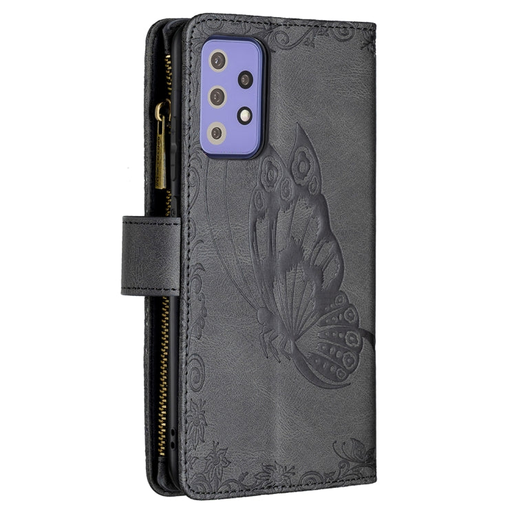 For Samsung Galaxy A72 4G / 5G Flying Butterfly Embossing Pattern Zipper Horizontal Flip Leather Case with Holder & Card Slots & Wallet