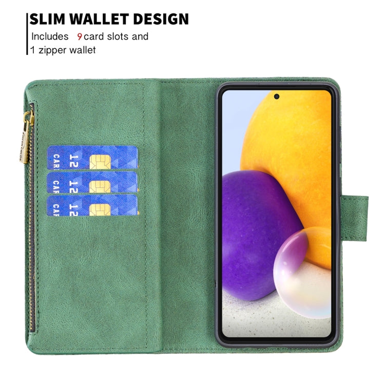 For Samsung Galaxy A72 4G / 5G Flying Butterfly Embossing Pattern Zipper Horizontal Flip Leather Case with Holder & Card Slots & Wallet