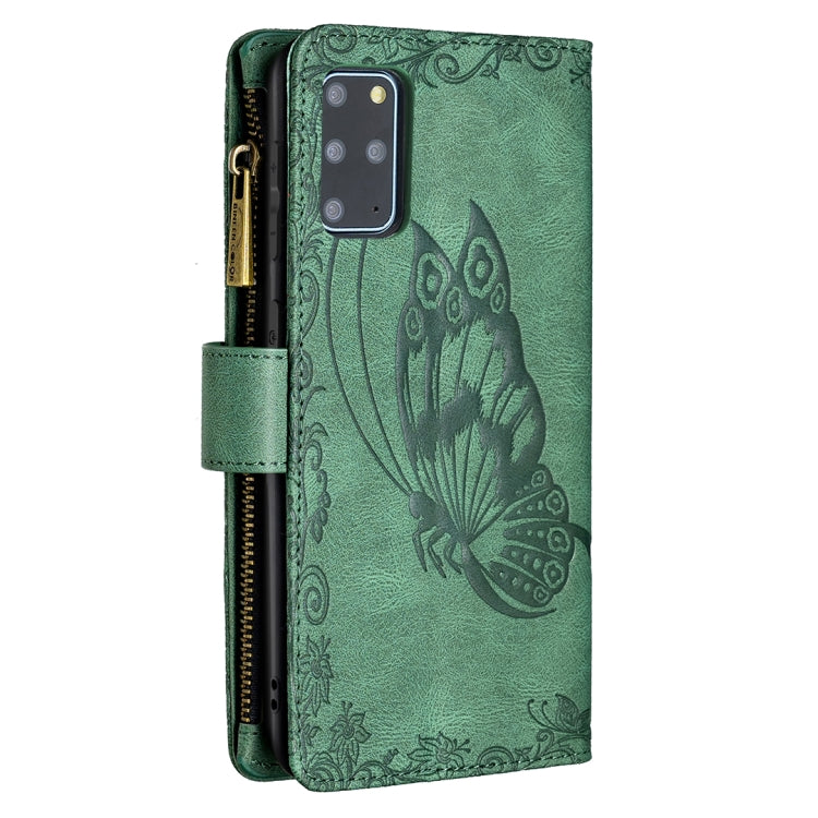 For Samsung Galaxy S20 Plus Flying Butterfly Embossing Pattern Zipper Horizontal Flip Leather Case with Holder & Card Slots & Wallet