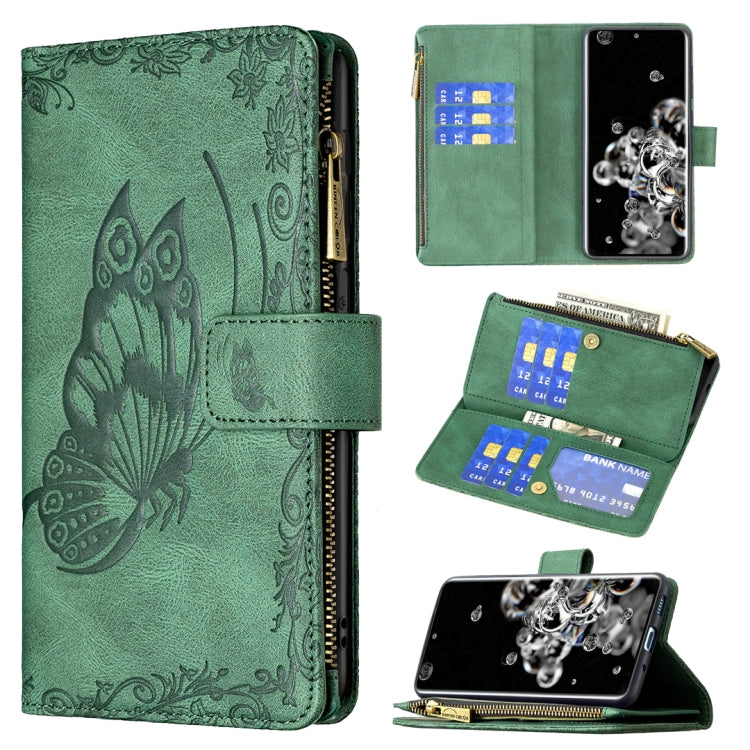 For Samsung Galaxy S20 Ultra Flying Butterfly Embossing Pattern Zipper Horizontal Flip Leather Case with Holder & Card Slots & Wallet