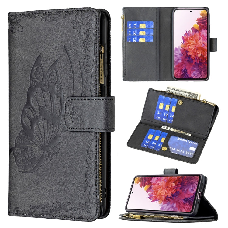 For Samsung Galaxy S20 FE Flying Butterfly Embossing Pattern Zipper Horizontal Flip Leather Case with Holder & Card Slots & Wallet