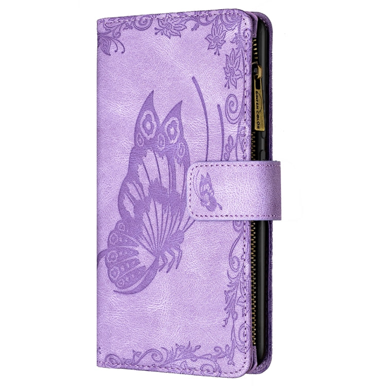 For Samsung Galaxy S21 5G Flying Butterfly Embossing Pattern Zipper Horizontal Flip Leather Case with Holder & Card Slots & Wallet