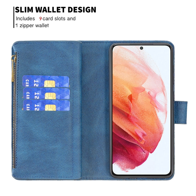 For Samsung Galaxy S21 5G Flying Butterfly Embossing Pattern Zipper Horizontal Flip Leather Case with Holder & Card Slots & Wallet